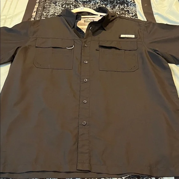 HABIT Men's Casual Button Down Shirt - Black - Picture 1 of 9